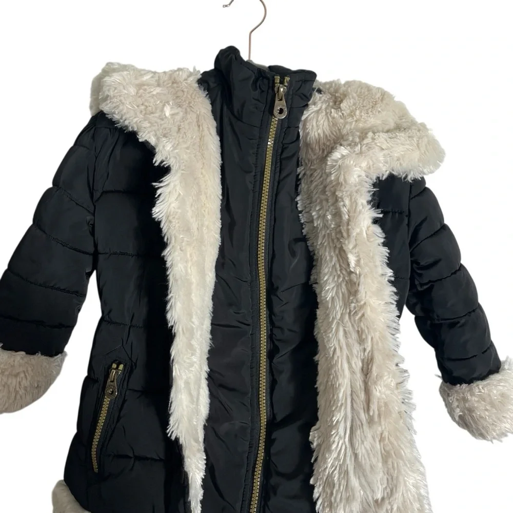 CATHERINE MALANDRINO‎ Girls Puffer Coat with Faux Fur Trim